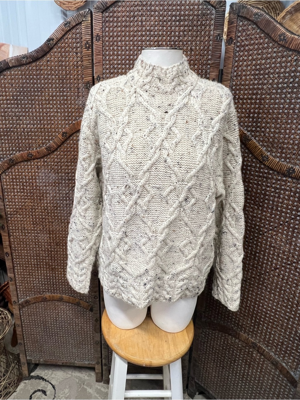 Paul James wool sweater England tan beige medium